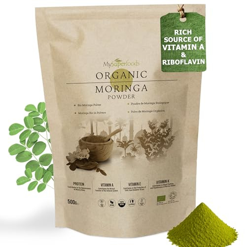 Organic Moringa Powder 500g, Rich Source of Vitamin A & Riboflavin