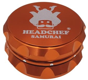 Headchef Samurai Herb Grinder, 62mm, 2-Part, Aluminium, Multiple Colours (Orange)