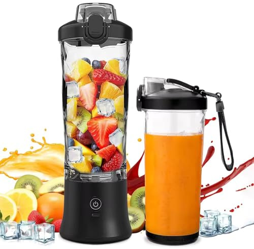 Licuadora portátil de 20 onzas, licuadora recargable por USB de 240 W con pantalla LED, modos de pulso y mezcla, IPX7 impermeable, sin BPA, exprimidor de viaje para batidos, trituración de hielo