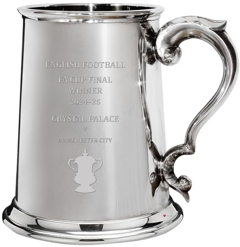 I LUV LTD Tankard Chope pour Crystal Palace Vainqueur de la FA Cup Anglaise 2024-25, 1pt Chope en Étain