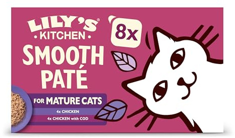 Lily’s Kitchen Smooth Paté for Mature Cats, Nutritionally Balanced, Senior Cat Wet Food Multipack (32x85g) Trays, Tailored for Senior Cats, Grain-free Recipe, With Natural Ingredients