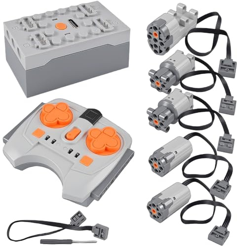8 Pezzi Power Functions Set, Motore Elettrico Giocattolo con Servo Motore Set Custodia Della Batteria del Motore Ricevitore del Telecomando a Infrarossi Treno Motore a Velocità Regolabile