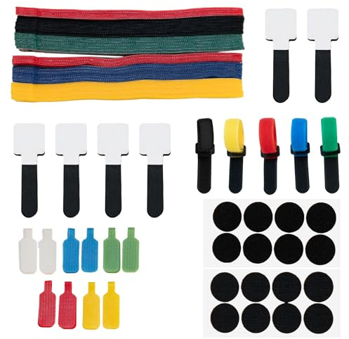 Electrical Cable Ties 135Pcs Cable Management Kit - Reusable Cord Ties, Self-Adhesive Cable Straps, Cord Labels & Cinch Straps | All-in-One Cord Organizer for Desk, Home Office, Electronics