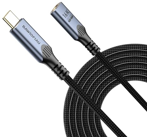 BAWIOFIAU cable usb c carga rapida Compatible Thunderbolt 5 2M,Alargador 80Gbps USB-C ángulo Recto 240w,16K/8K@60hz video, PD3.1,Compatible con Thunderbolt 4/3,usb c macho hembra alargador cable.