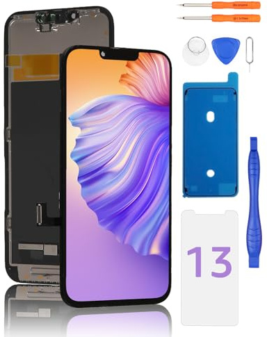 Yodoit Écran pour iPhone 13 LCD Ecran 6,1 FHD Tactile Vitre 3D Touch Face ID Digitizer Complet et Kit de réparation