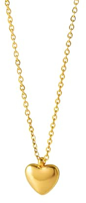 Kritz Collier Coeur Femme en Acier Inoxydable 316L Plaqué Or ou Argent – Pendentif Cœur Élégant, Chaîne Réglable, Minimaliste, Bijou Cadeau Femmes et Adolescentes (Or, Cœur Poli)