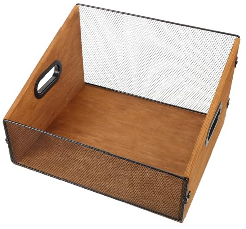 Didiseaon Boîte de Rangement Vinyle Bois avec Poignées Ergonomiques Organiseur pour Disques et Caisse de Transport et Support de Stockage Multifonction pour Albums et Magazines Marron