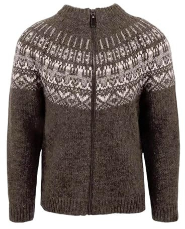 YOSUWOAI Island Pullover Herren Norweger Pullover Damen Strickjacke mit Island-Muster und Zip Stehkragen Christmas Pulli Warm Strickpullover Langarm Weihnachtspullover Bequem Sweatjacke