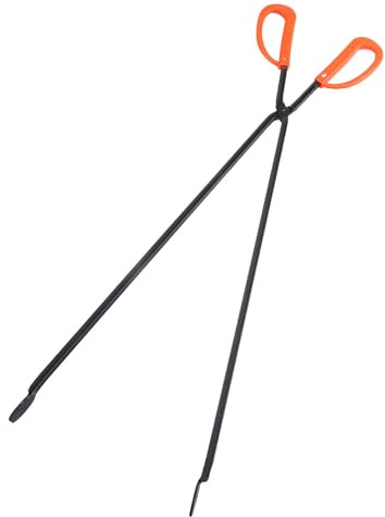 MERRYHAPY Charcoal Briquette Tongs and Household Garbage Clamp for Barbecue and Outdoor Fire Pit Use 60cm Red Plastic Flat Head Handle