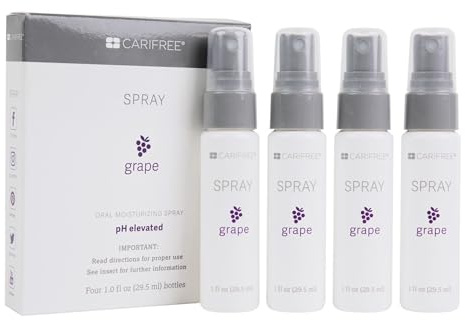 CariFree Oral Spray, Grape Flavored, Xylitol for Moisturization, Neutralizes pH, Fluoride-Free, Freshen Breath, Recommended by Dentists, Dentist Developed, 4 Bottles (1 fl. oz. Each)