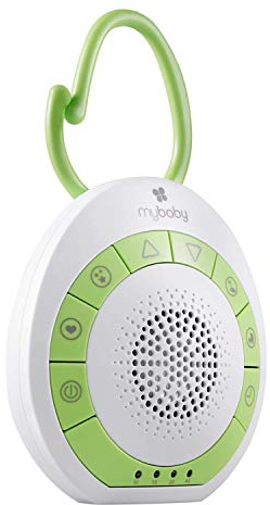 MyBaby SoundSpa Machine à Sons Portable avec berceuse pour Bébé | Appareil d’Aide au Sommeil, Veilleuse Apaisante | Volume Réglable | Crochet pour Poussette, Sac, Siège Auto, Léger et Compact
