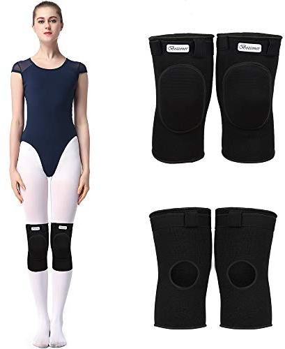 Knieschoner Tanzen Knieschützer Dick Schwamm Kollision Vermeidung Elastisch Anti-Rutsch Knieschoner Sport Beschützer für Kinder und Erwachsene Schwarz S