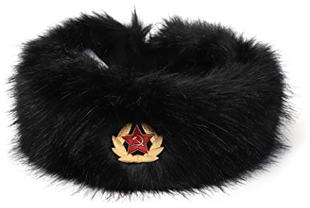 Soul Young Bandeau En Fourrure Chapka Russe Femmes Bandeaux Fausse Fourrure De Hiver Pour Ski(Noir avec KGB)