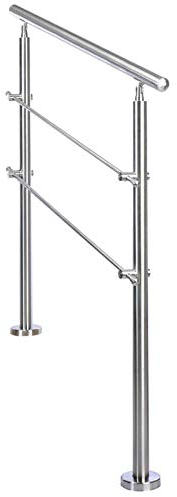 CGF-Haltegriff Handlauf 2 oder 3 Stufen Edelstahl 304 Treppengeländer Handlauf mit 2 Querstangen Handläufe für Außen- / Innenstufen Treppengeländer (1,96 Fuß / 2,6 Fuß / 3,3 Fuß / 3,9 Fuß / 4,6 Fuß)