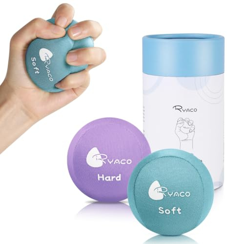 Ryaco Antistress-Bälle, 2er-Set, Handtrainer, Knetball, Fingergymnastik-Ball, Stressbewältigung