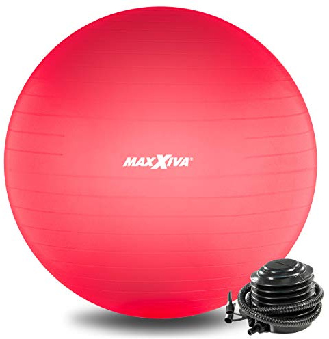 MAXXIVA® Fitnessball Anti-Burst mit Luftpumpe bis 250 kg hautfreundlicher Sitzball Reha Hometraining Balanceball Yoga Pilates Sport