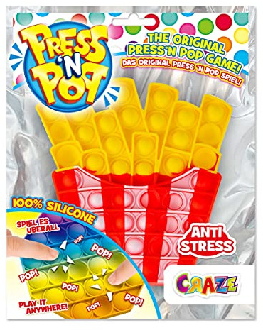 Press N Pop PressNPop Pommes Craze Unisex Fries Fidget Toy sensorisches Anti Stress Spielzeug für Kinder Erwachsene Bubble Set Pommestüte Form 37355, wunderschöne Farbkombinationen