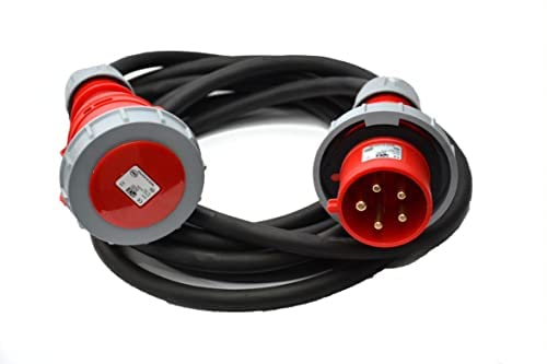 Hilark Power Gummi-Verlängerungskabel H05VV-F 5x2,5 16A IP67 (20 Meter, Schwarz)