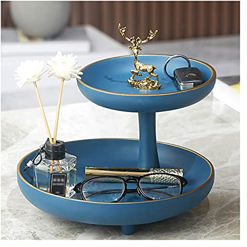 DUNAKE Deko Für Schale, Schmuckschale Mit Ringhalter, Valet Tray Kommode Top Organizer Nachttisch Organizer Resin Valet Tray Für Key Wallet Phone Catch All Tray (Color : Blue)