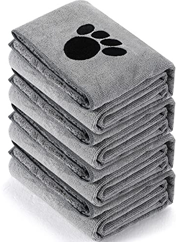 Chumia 4 Pack Dog Towels for Drying Pet Grooming Absorbent Dogs Soft Microfiber Quick Drying Winter Large Medium Small Puppy Bath Towels for Kitten Cats Pets(40 x 24 Inch,Gray)