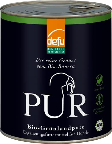 defu Hundefutter | 6 x 800 g | PUR Bio Grünlandpute | Premium Bio Nassfutter | Ergänzungsfuttermittel für Hunde