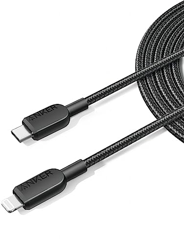 Anker USB C to Lightning Cable, 310 USB-C to Lightning Braided Cable(10ft, Black), MFi Certified, Fast Charging Cable for iPhone 14 Plus 14 14 Pro Max 13 13 Pro iPhone 12 (Charger Not Included)