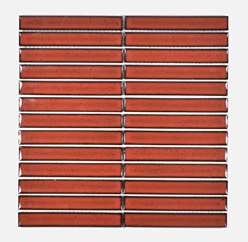 Keramik Mosaik Stäbchen Retro Vintage 50er 60er Jahre Riemchen rot glänzend gesprenkelt Wand Fliesenspiegel Küche Dusche