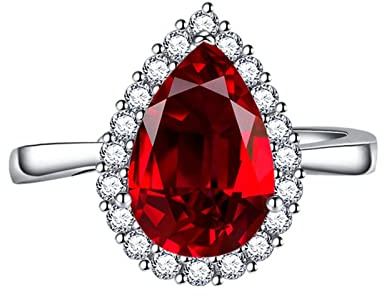 Epinki Schmuck Ehering Verlobungsring, Träne Form Trauringe mit Zirkonia Tropfen, Versilbert Ring
