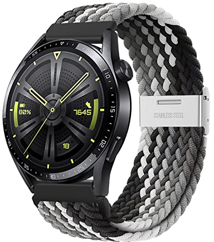 AidorMax klockarmband – snabbfrigörande elastiska flätade klockarmband 22 mm, mjukt andningsbart nylonersättningsarmband med justerbart spänne för smartklockor och armbandsur män kvinnor (mörk
