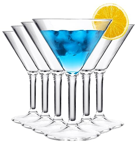 Unzerbrechliche kristallklare Martini-Gläser aus Acryl, bruchsicher, europäischer Stil, Cocktailbecher, 100 % Tritan, spülmaschinenfest, BPA-frei, Picknick, Party, Pool, drinnen und draußen, 6 Stück