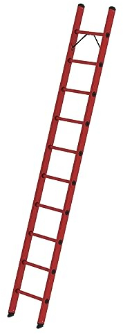 PROREGAL Sprossen-Anlegeleiter GFK ohne Traverse | 10 Sprossen | Leiter, Teleskopleiter, Trittleiter, Bockleiter, Sprossen-Doppelleiter
