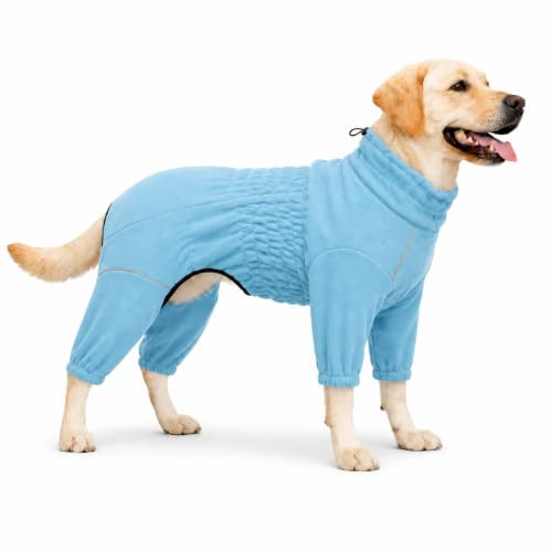 Warmer Hundemantel, Winddichte Hundejacke für kleine, mittlere und große Hunde, vierbeiniger Fleece-Hundewintermantel mit Reißverschluss, Hundeaussenjacke Turquoise XXL