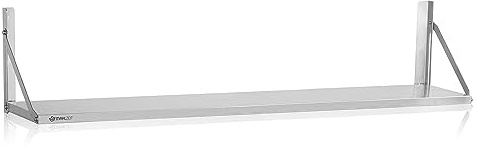 Mahlzeit Edelstahl Wandregal | 150 x 30 cm | Hängeregal, Klappbar | Silber | Ablage Regal Gastro, Wandregal Küchenregal, Schweberegal, Tiefe 30cm, Shelf