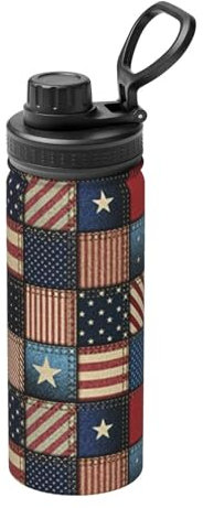 530 ml Sport-isolierte amerikanische Flagge, Patchwork-Wasserkocher, Edelstahl-isolierte Wasserflasche, wiederverwendbare isolierte Wander-Wasserflasche, Weihnachtstasse.