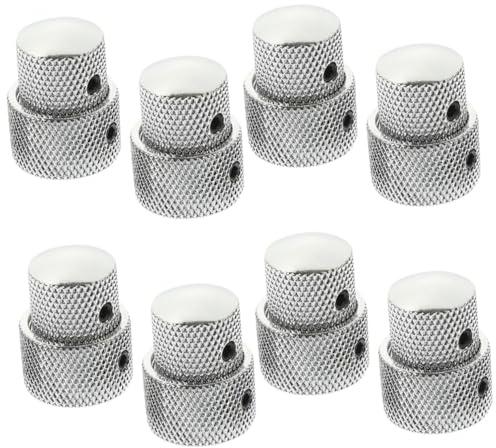 ibasenice 8stücke Volumenregler Knöpfe Gitarre Bass Ersatzkappen Für Potentiometer Verchromt Professionelle Musikinstrumentenzubehörteile Einfache Installation Ohne Schrauben