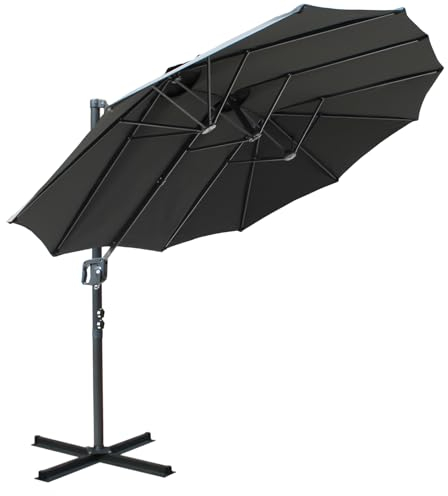 RANSENERS Ampelschirm DoppelSonnenschirm Elliptisch 400x240cm (ohne/mit Schirmständer) - UV50+ Stoff Schützen Sie sich vor Sonnenstrahlen im Garten