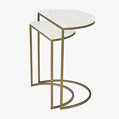 IMYOGI Exquisite Nachtschränke, Marmor-Couchtisch, Set aus Zwei zusammensetzbaren Couchtischen für Büro, Blumenladen, Korridor, Konsolentisch, Multifunktions-Sofa-Beistelltisch, Korbtisch