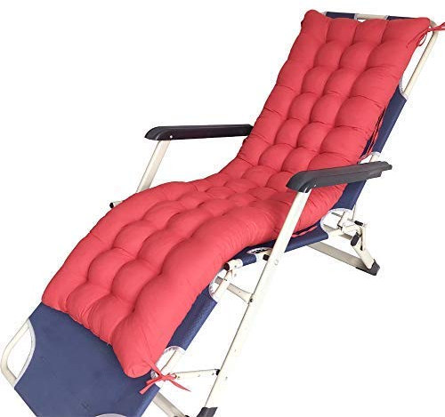 XWXFFSOJ Garten-Liegestuhl-Kissen mit Bändern, Schaukelstuhl-Auflage, Lounge-Stuhl-Auflage, Sonnenliege-Auflage, Terrassensessel, Rattan-Stuhl-Sitzauflagen, grau, 155 x 48 x 8 cm