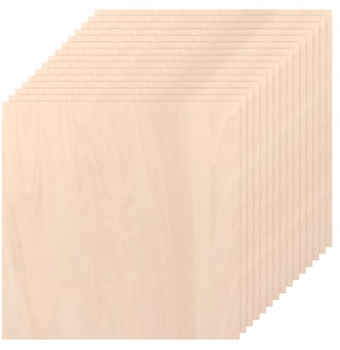 WOPPLXY 15 Stück Sperrholzplatte 3mm, 300 x 300 x 3mm Holzplatten zum Basteln, Lindenholzplatten für Malerei, DIY Modell, Dekorationen, Laserprojekte