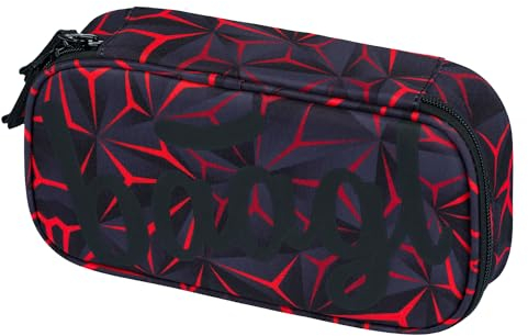 Baagl Federmäppchen für Jungen Mädchen - Schulmäppchen für Schreibwaren - Schulsachen Federtasche, Kinder Federmappe, Etui für Schule (Red Polygon)