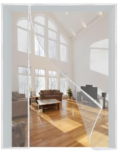 Fly Screen Door Curtain 105x270cm White Against Side Opening Fly Screen Without Drilling Balcony Door Fly Curtain Net