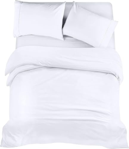 Utopia Bedding 4 Piece King Bedding Set - Pack of 6 - Duvet Cover, Fitted Sheet with Pillow cases - Soft Brushed Microfiber Polyester (White)