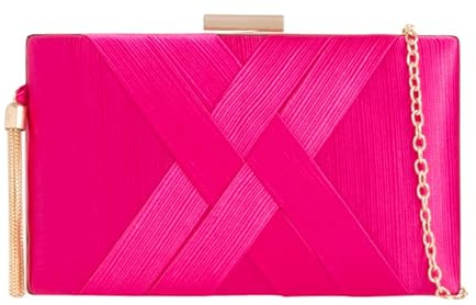 UShopUK Estuche rígido compacto con borlas de satén para novia, graduación, boda, noche, fiesta, bolso de mano