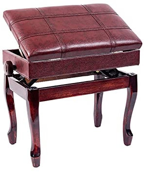 IUokLU Klavierhocker aus Kunstleder Solo Artist-Klavierbank 10 cm höhenverstellbar Keyboardhocker mit gepolstertem Ledersitz und großer Aufbewahrungsbox 55 x 34 x，
