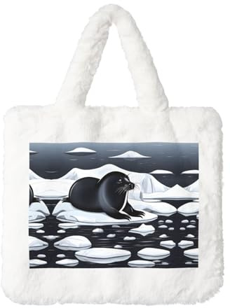 Seals on Ice Plüsch-Handtasche für Damen, perfekt für Schlüssel, Lippenstift und mehr, ideales Geschenk für Weihnachten, Valentinstag, Weiß, Einheitsgröße