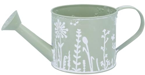 Gisela Graham Mini Regadera Verde - Regadera decorativa de metal con diseño floral - Solo para uso decorativo