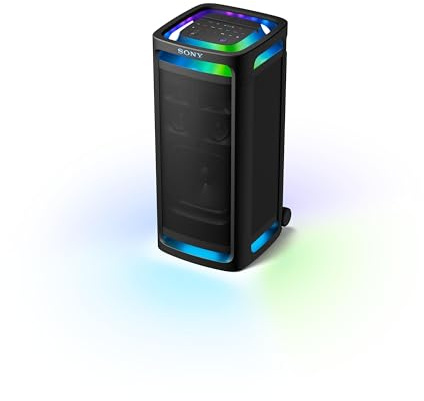 Sony ULT TOWER 9 - Ultimate Bluetooth Party Speaker, 25hr Battery & Mains Power, 2 x ULT POWER SOUND modes, X-Balanced Speaker, 360 Lights & Sound, Karaoke Inputs - Black