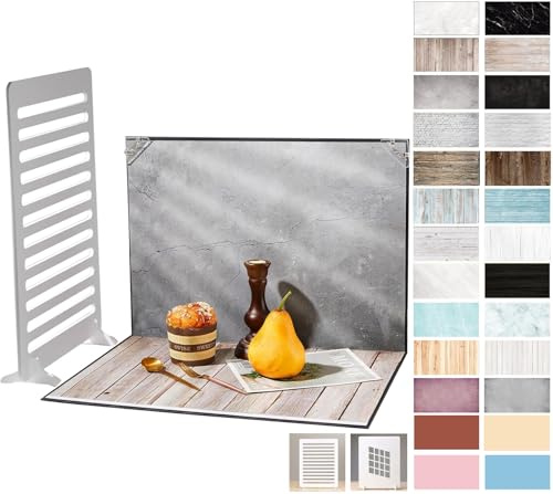 Set di 13 sfondi per fotografia, 26 motivi, carta di sfondo double face, 2 pezzi per finestra, ombra di luce, sfondo per piccole fotografie di prodotti, 30 x 40 cm
