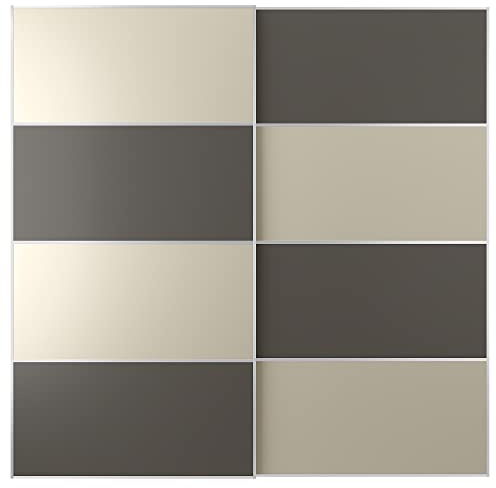 Paire de portes coulissantes MEHAMN 200x201 cm double face gris foncé/gris-beige