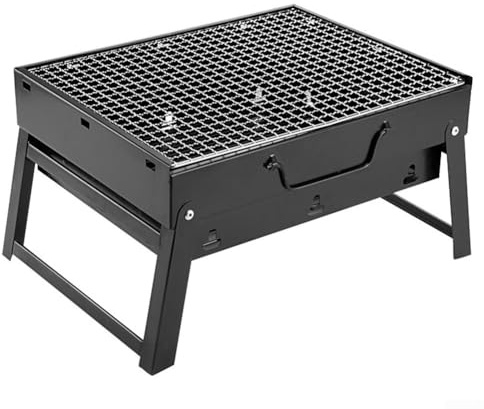 Marchfunny Barbecue portatile pieghevole a carbonella barbecue stufa all'aperto con struttura in acciaio 5 prese d'aria laterali per campeggio picnic giardino cottura 35 x 27 x 20 cm